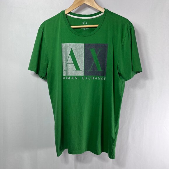 A/X Armani Exchange Men’s Size Large Slim Fit Green Short Sleeve Graphic Tee - Picture 1 of 6